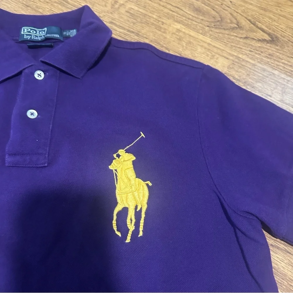 Polo Ralph Lauren Purple Polo Shirt Yellow Logo big pony short sleeve medium